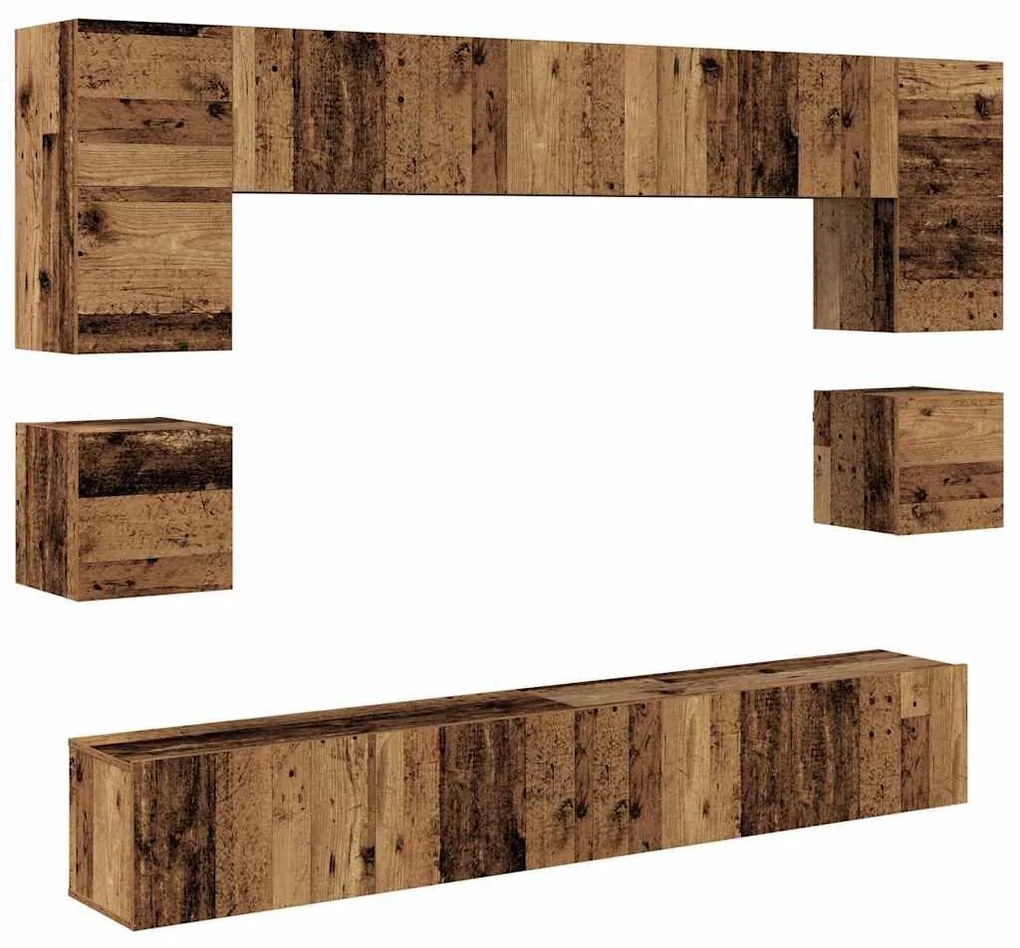 Conjunto de móvel de TV 8 pcs Madeira antiga 100 x 30 x 30 cm