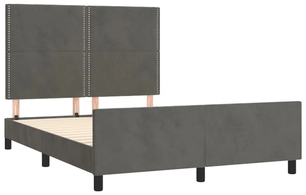 Estrutura de cama sem colchão 140x200 cm veludo cinzento-escuro