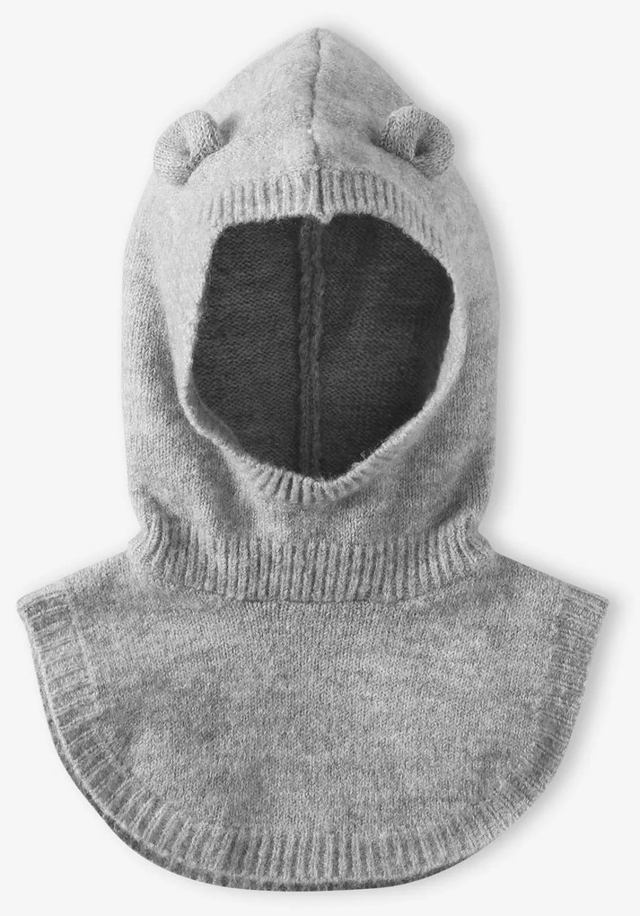 Gorro com plastrão em malha, para bebé menina cinza mesclado