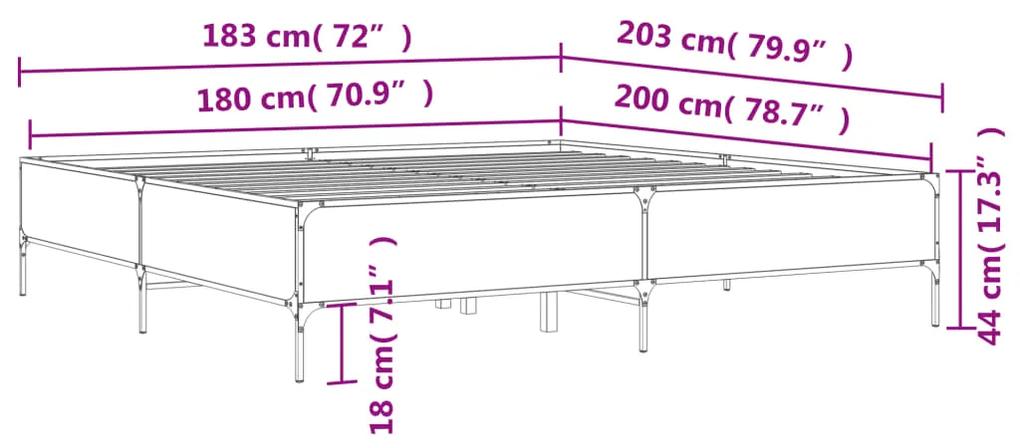 Estrutura de cama 180x200 cm derivados madeira/metal