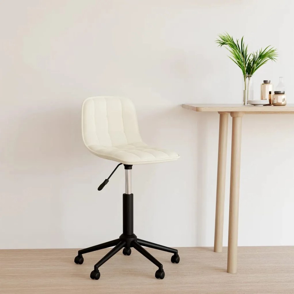 vidaXL Cadeira de jantar giratória veludo cor creme