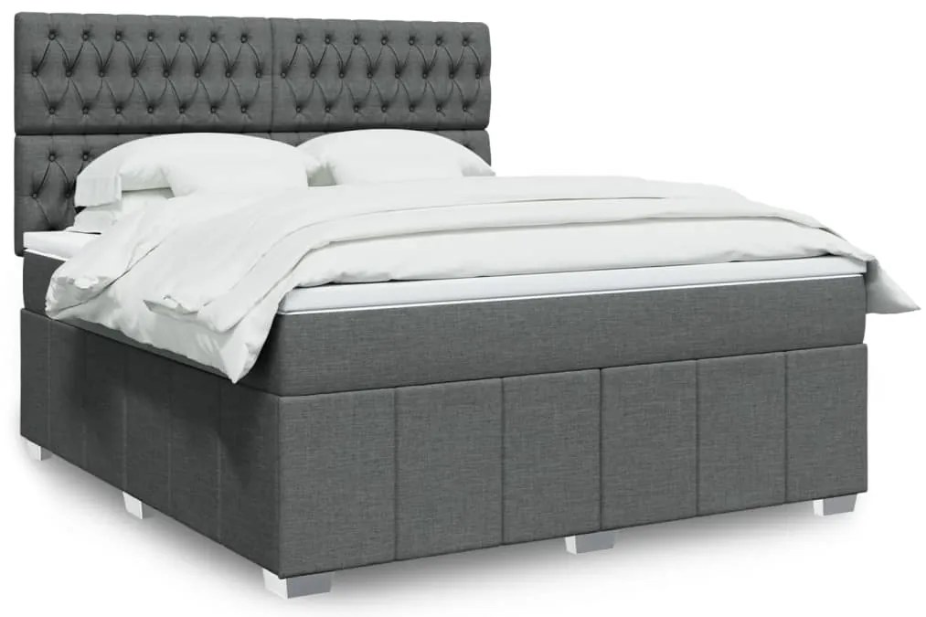 Cama com molas/colchão 180x200 cm tecido cinzento-escuro