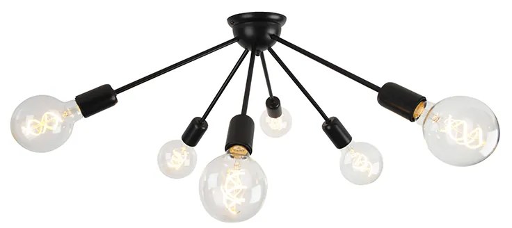 Candeeiro de tecto moderno preto de 6 luzes - Sputnik Art Deco