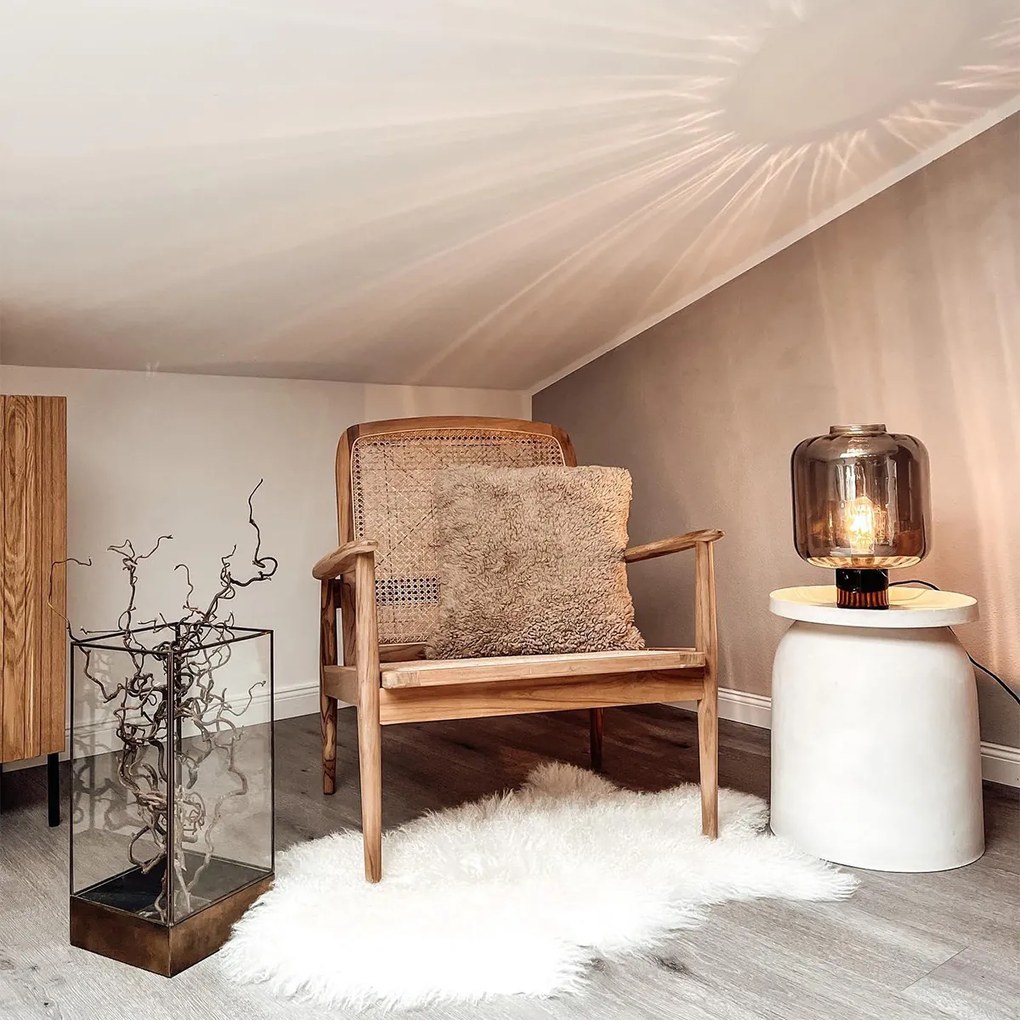 Candeeiro de mesa design preto com vidro fumê - Qara