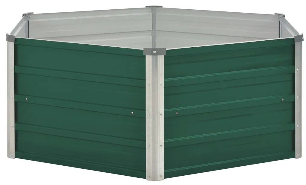 Canteiro de jardim elevado 129x129x46 cm aço galvanizado verde