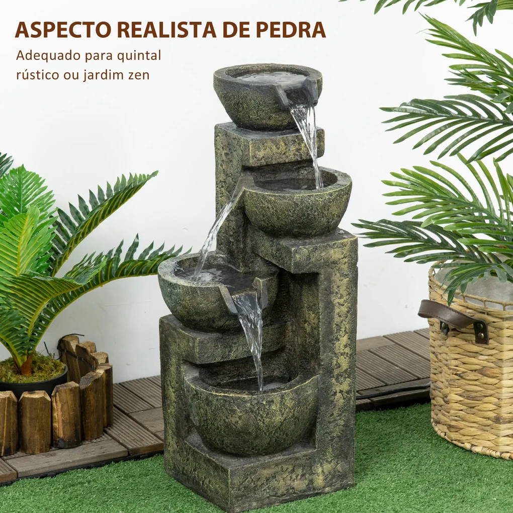 Fonte de Jardim 5W Fonte de Água em Cascata de 4 Níveis com Bomba de ...