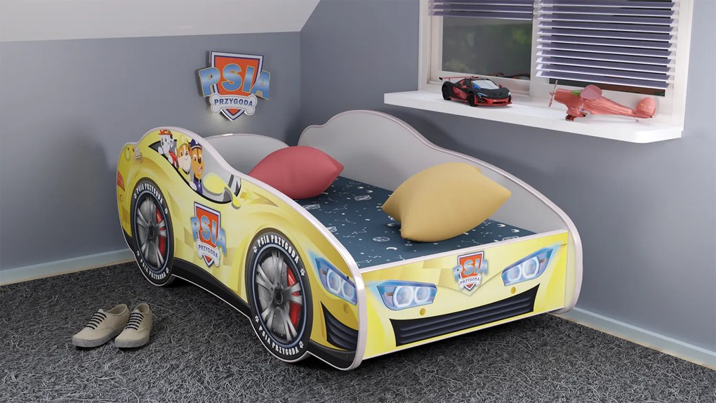 CAMA INFANTIL CRIANÇAS  OFERTA COLCHÃO ESPUMA Racing Car Herois 140 x 70 - Patrulha Pata Amarelo AMARELO