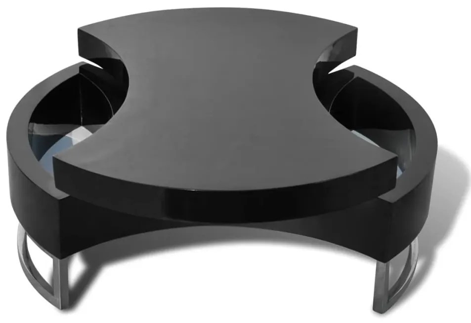 Mesa de centro com forma ajustável em preto brilhante