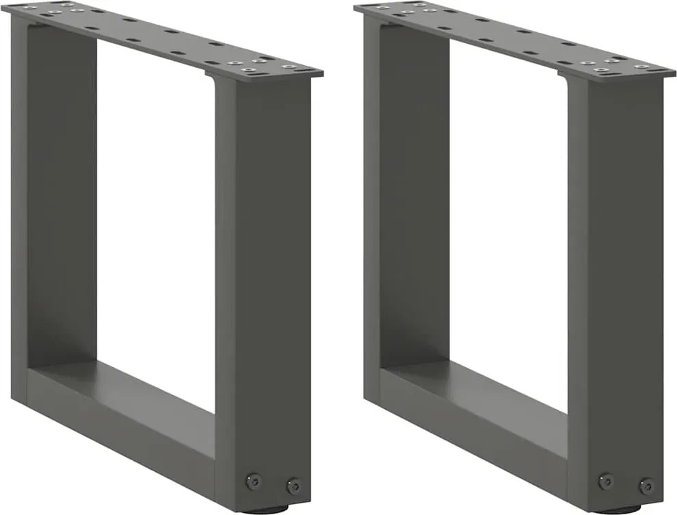vidaXL Pés para mesa de centro em formato de U, 2 peças, antracite, 40x(30-31) cm, aço