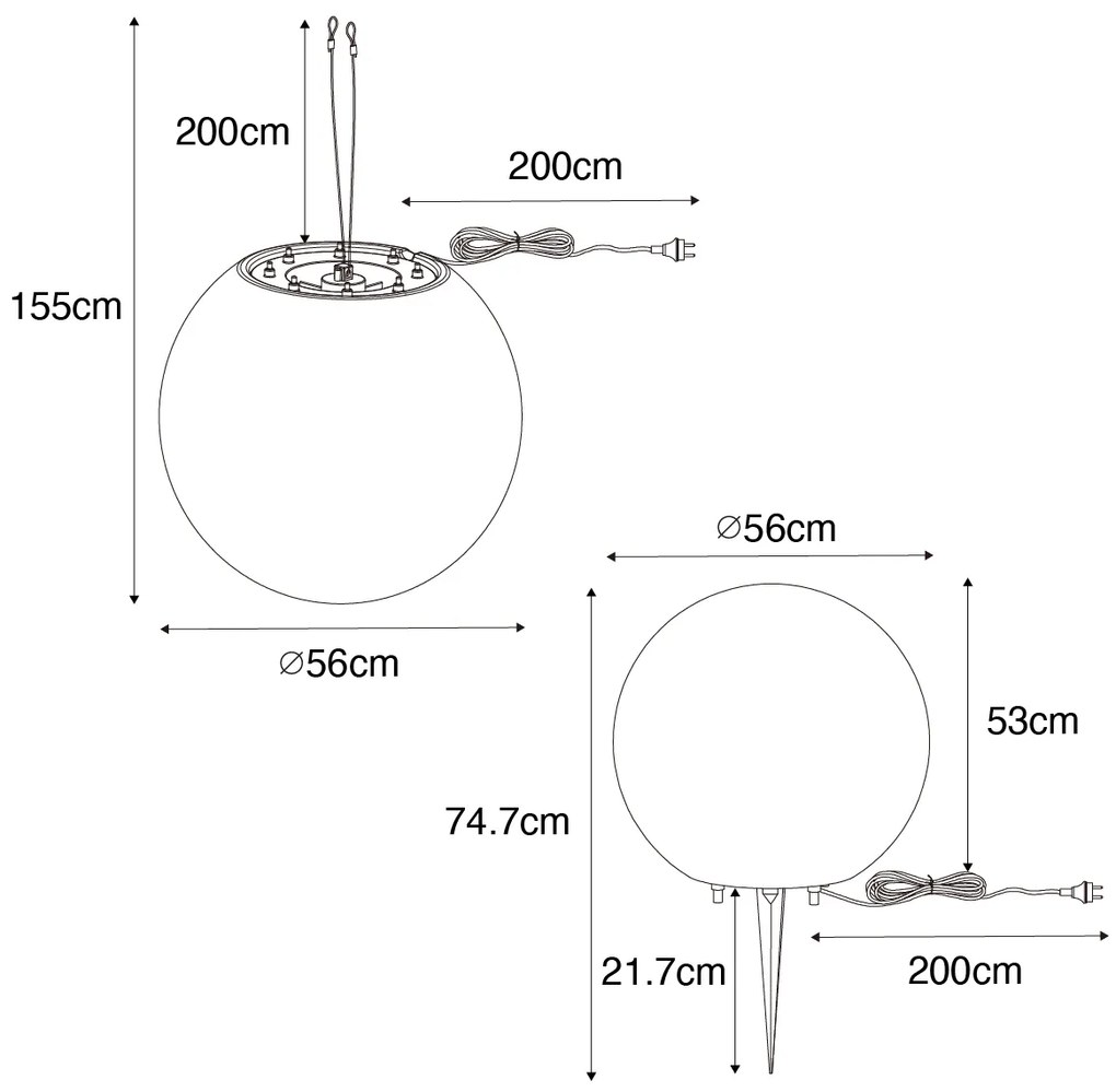 Candeeiro exterior inteligente cinzento 56 cm IP65 com LED - Nura Moderno