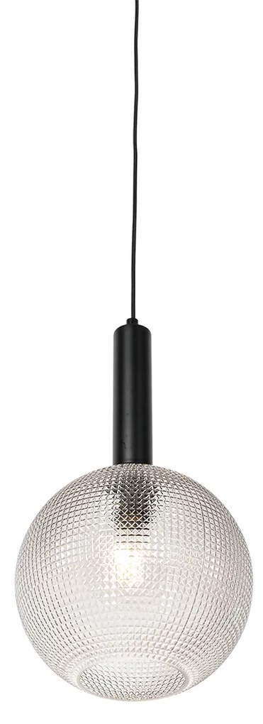Candeeiro de suspensão design preto com vidro fumê - Chico Design