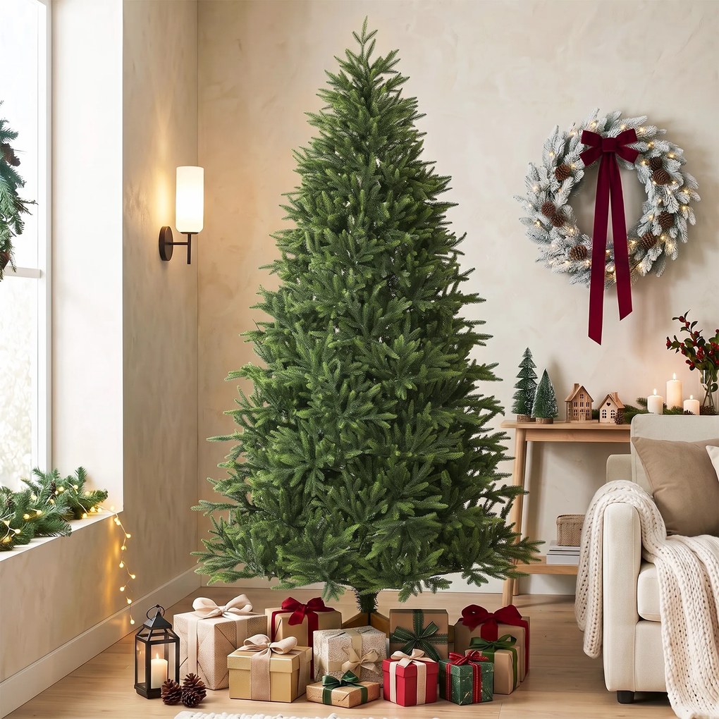 Árvore de Natal Artificial Nordmann, 120 x 120 x 210 cm, 1008 Pontas em PE Realistas, Verde