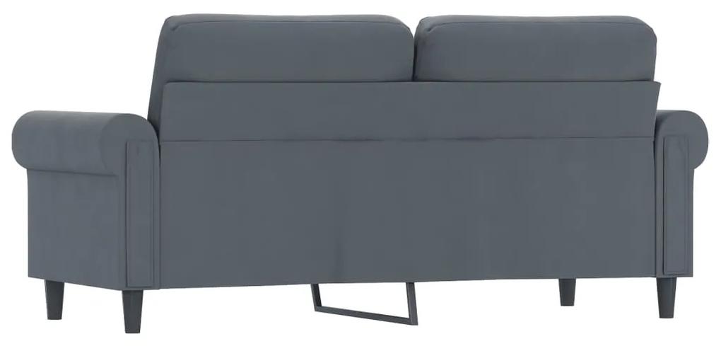 Sofá de 2 lugares 140 cm veludo cinza-escuro