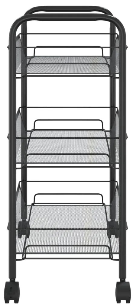 Carrinho de cozinha com 3 prateleiras ferro 46x26x64 cm preto
