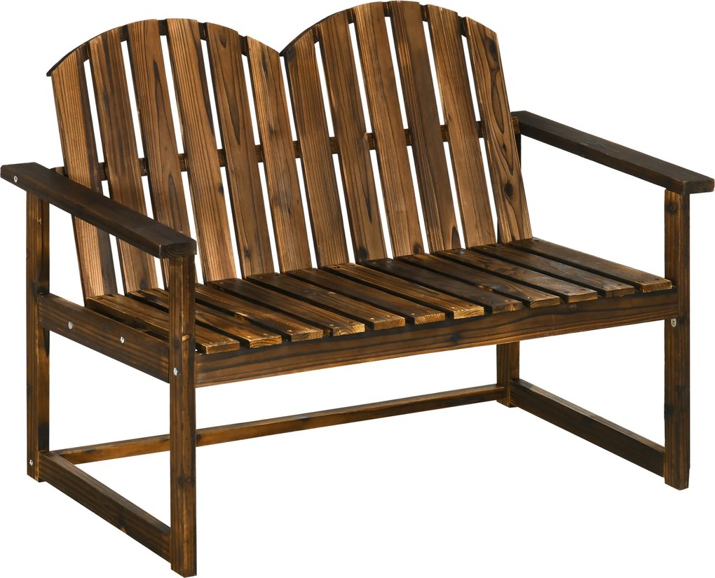 Outsunny Banco de jardim para 2 pessoas, design rústico, madeira de abeto, 114x63x86 cm | Aosom Portugal