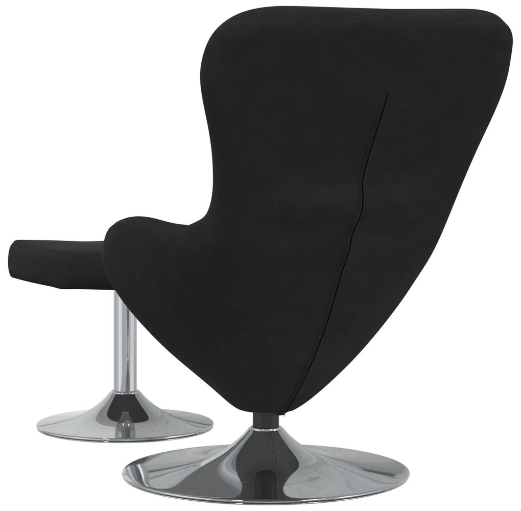 Poltrona Egg vidaXL com Puff Veludo Preto