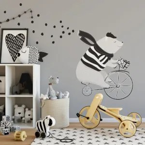 Autocolante para quarto de criança - Urso numa bicicleta