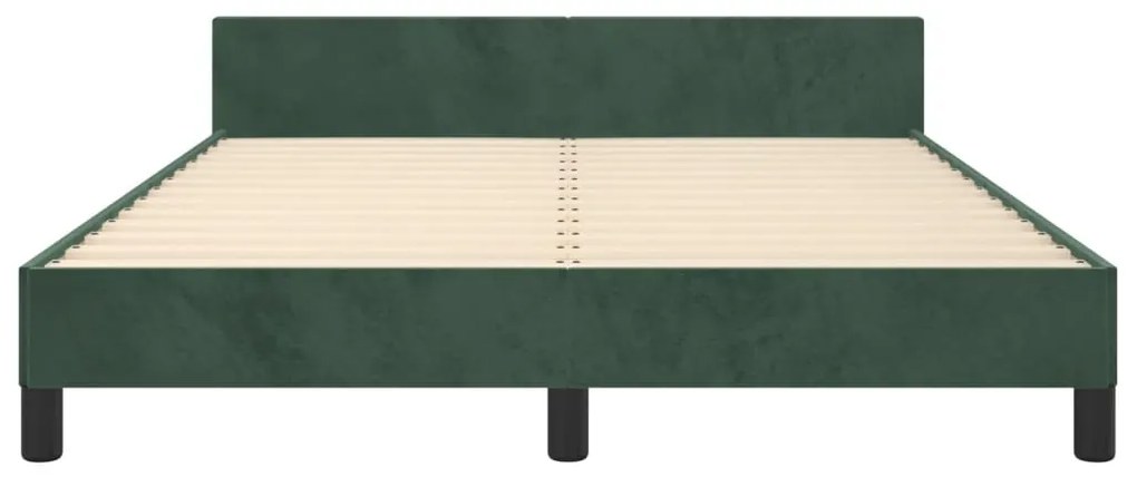 Estrutura de cama sem colchão 140x200 cm veludo verde-escuro