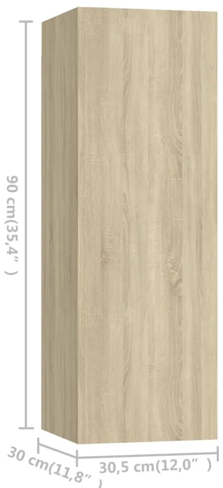 Móveis de TV 4 pcs 30,5x30x90 cm contraplacado carvalho sonoma