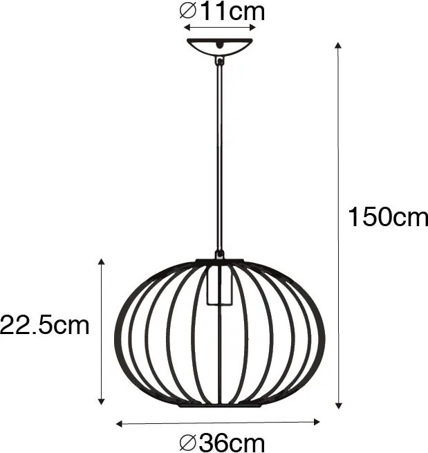Candeeiro de suspensão industrial preto - Margarita