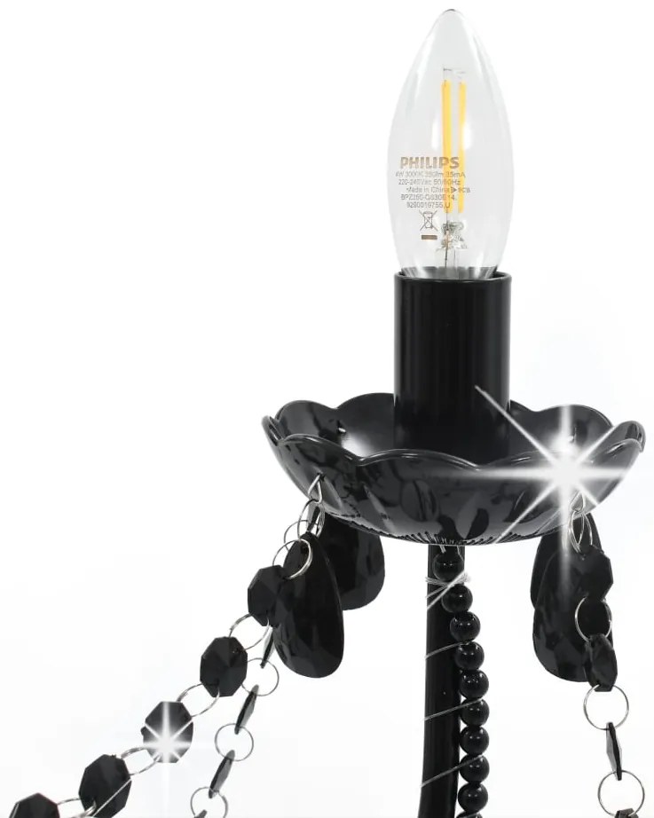 Lustre com contas lâmpadas 8 x E14 preto