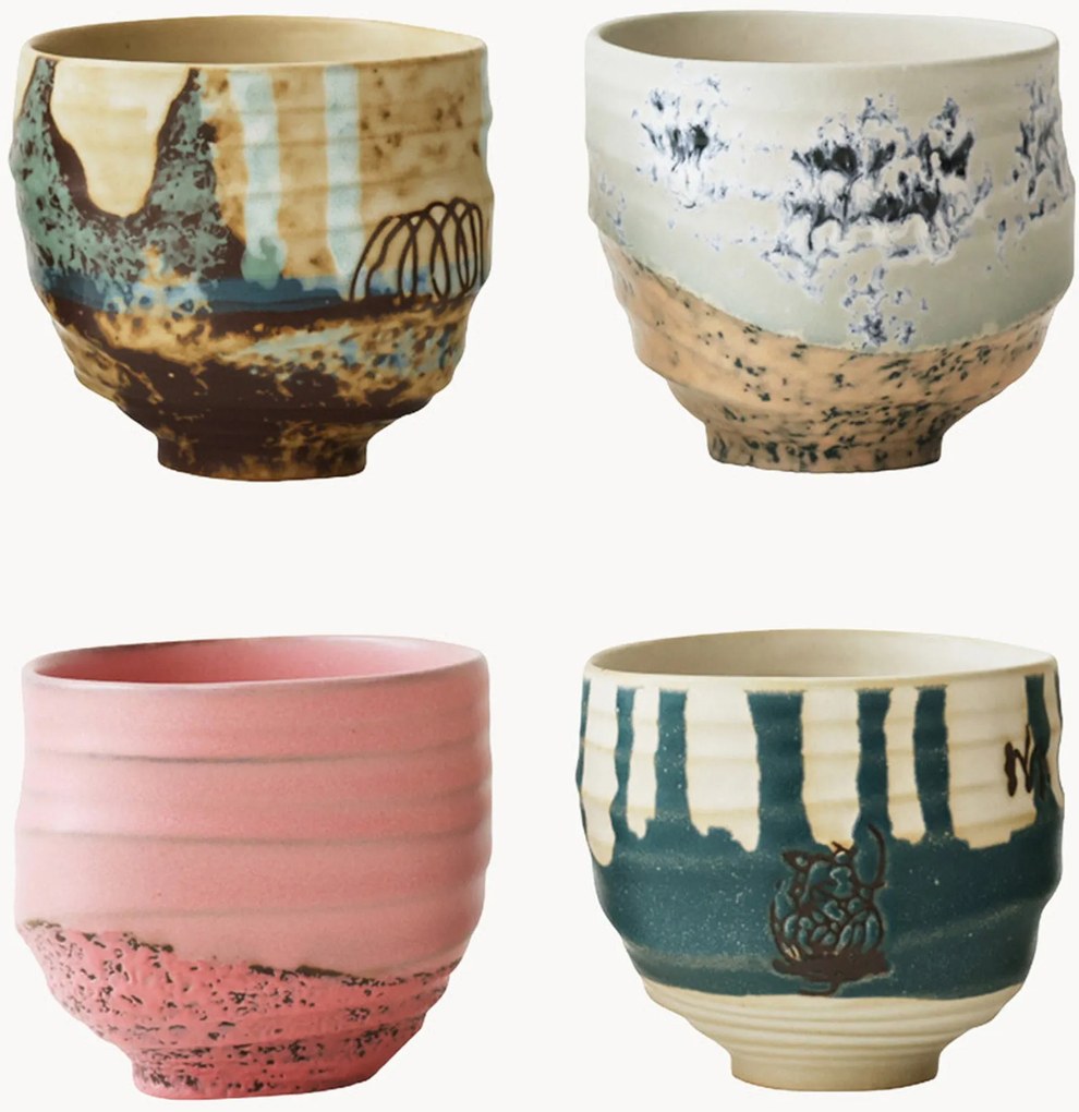 Canecas pintadas à mão Artist Ceramics, conjunto de 4