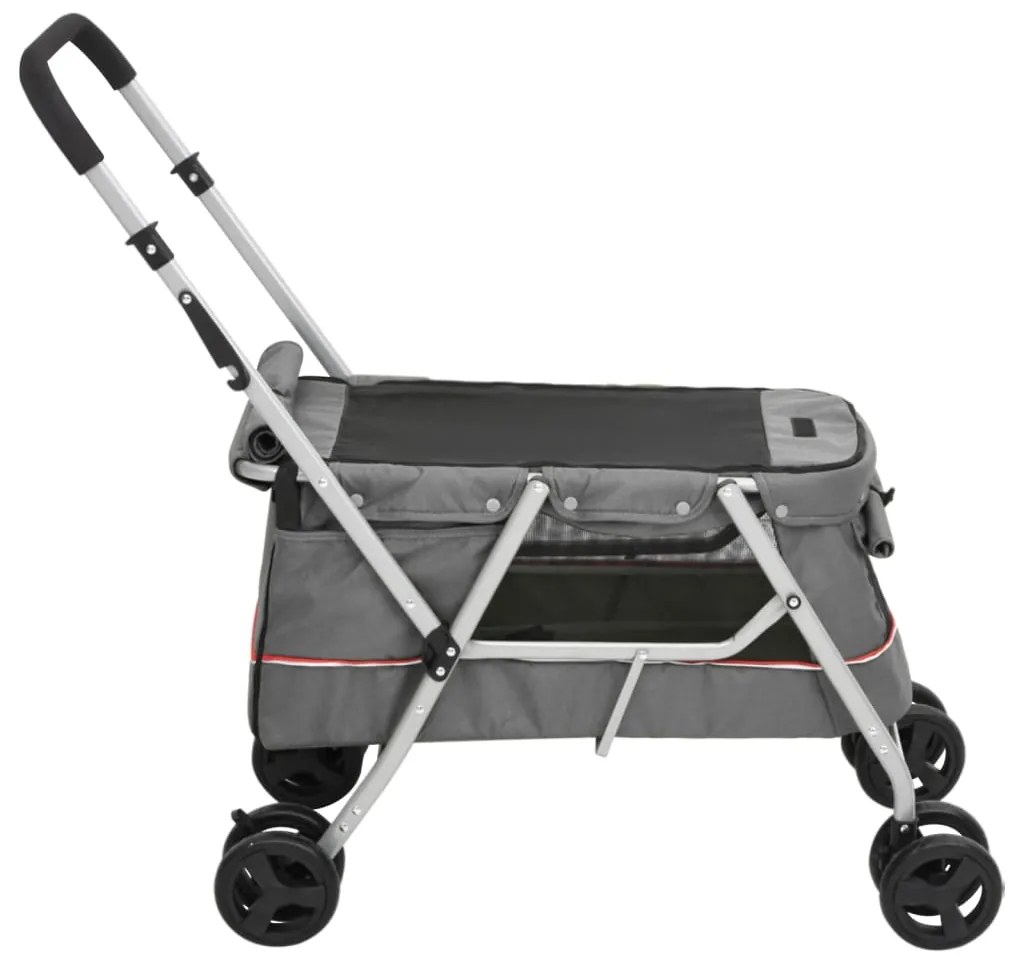 Carrinho dobrável para cães 100x49x96 cm tecido linho cinzento