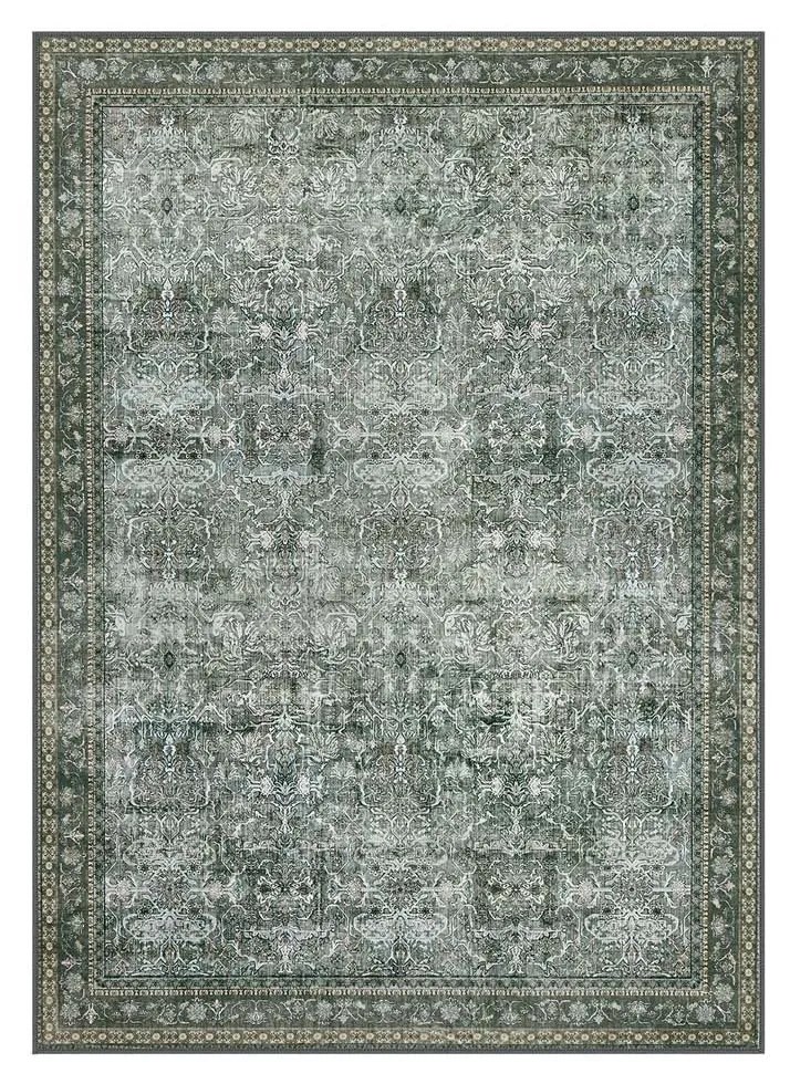 Tapete em estilo vintage 160 x 230 cm lavável na máquina verde floresta