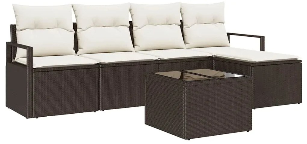 Conjunto de Sofá de Jardim de 5 Peças com Almofadas de Rattan Sintétic