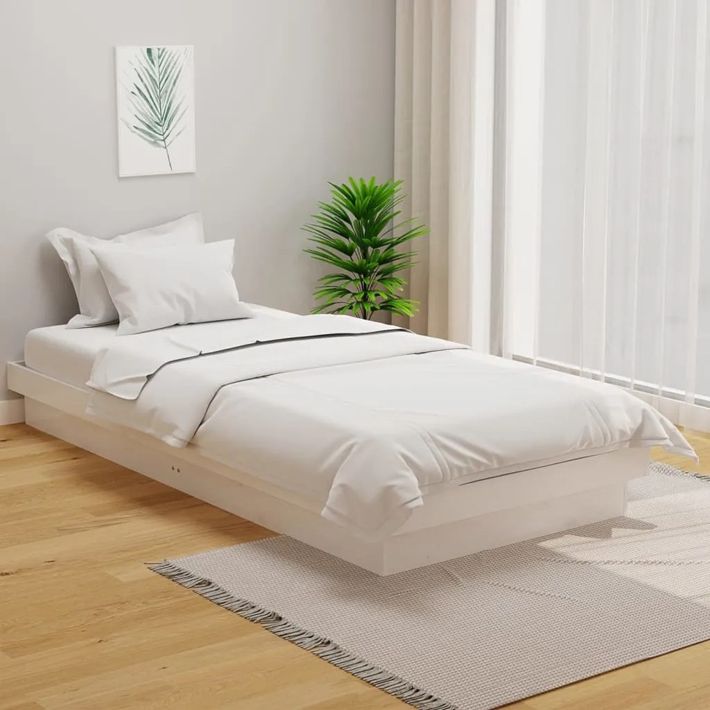 vidaXL Estrutura de cama 90x200 cm madeira maciça branco