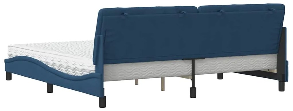 Cama com colchão 200x200 cm tecido azul