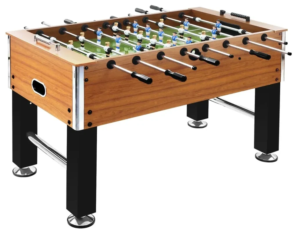 HOMCOM Mesa de pebolim Jogo de futebol de mesa com 22 jogadores incluídos  Tabelas de pontuação Apertos Confortáveis Design compacto 84,5x40x61,2 cm  Cor Madeira e Preto