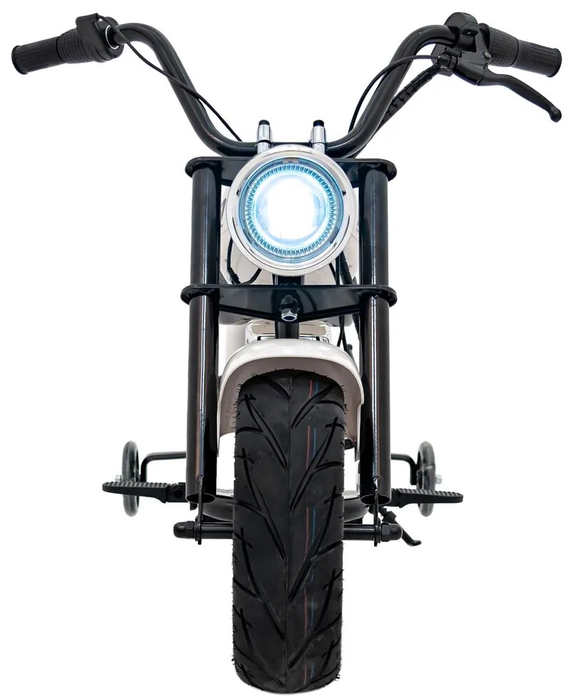 Mota elétrica para Crianças 350 W Chopper Warrior Rodas AR, Assento couro ecológico Branca