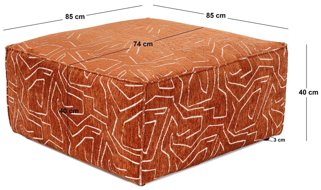 Pouffe Lora – Laranja – 85x85x40 cm