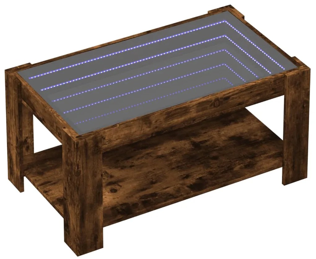 Mesa de centro c/ LEDs 90x50x40 cm madeira processada