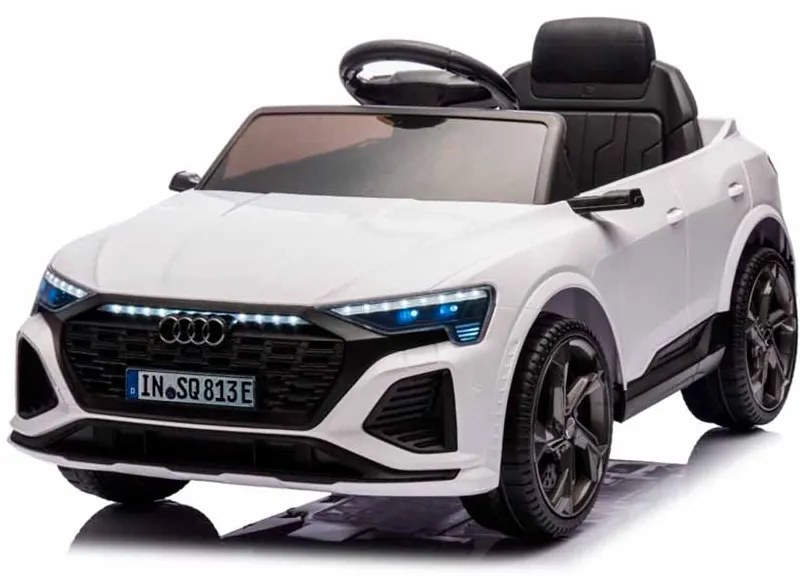 Carro elétrico para crianças Audi S Q8, 12V pneus de borracha EVA, banco em pele artificial branco