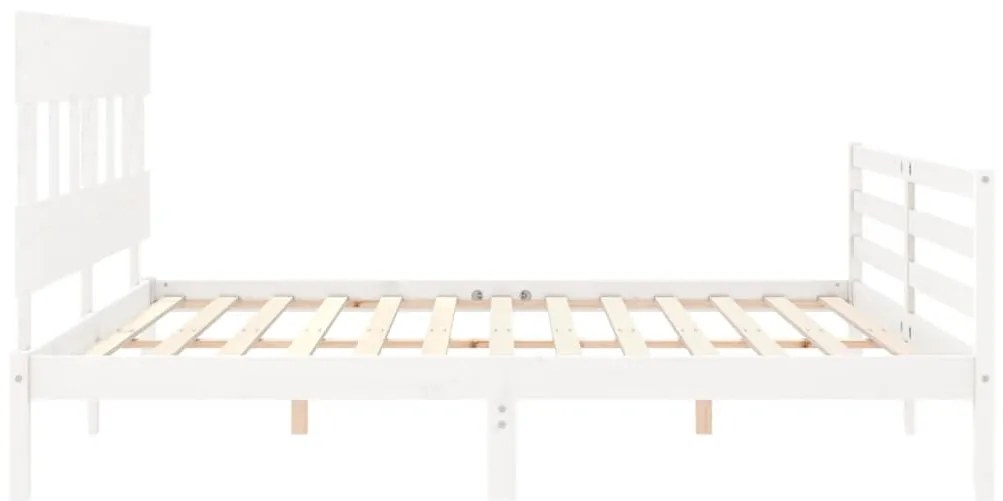 Estrutura de cama com cabeceira 200x200cm madeira maciça branco
