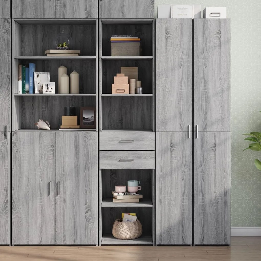 vidaXL Armário alto 45x42,5x185 cm derivados de madeira cinza sonoma