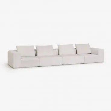 Sofá Modular De 4 Peças Em Chenille Embalado A Vácuo Norridge Chenille Bege Creme - Sklum
