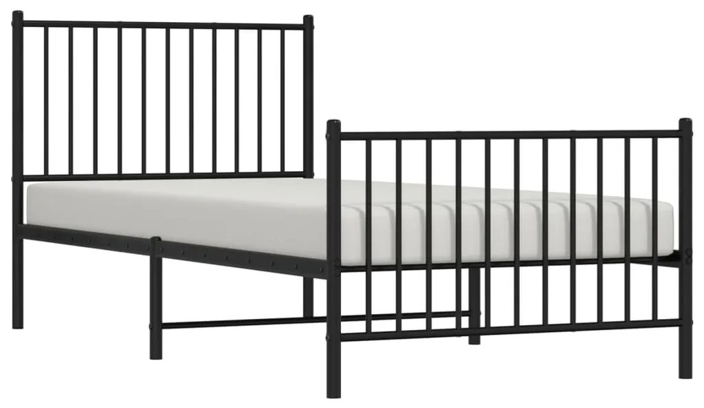 Estrutura de cama com cabeceira e pés 90x200 cm metal preto