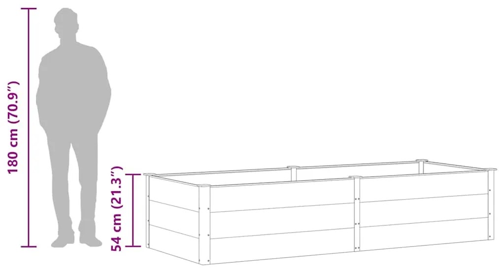 Canteiro elevado de jardim 250x100x54 cm WPC cinzento