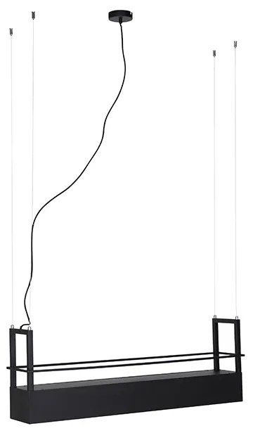 Candeeiro de suspensão industrial preto com prateleira 4 luzes GU10 - Cage Rack