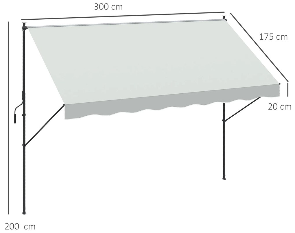 Toldo de Parede Manual Retrátil Ajustável – Modelo Nazaré – 300x170 cm