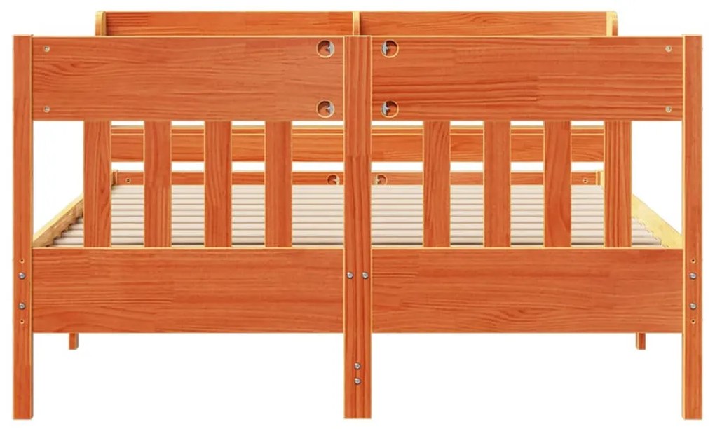 Cama sem colchão 140x190 cm pinho maciço castanho-mel