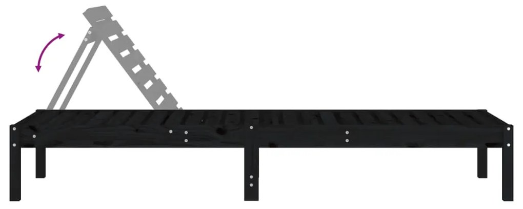 Conjunto de 2 Espreguiçadeiras - Preto - 199,5x60x74 cm - Pinho Maciço