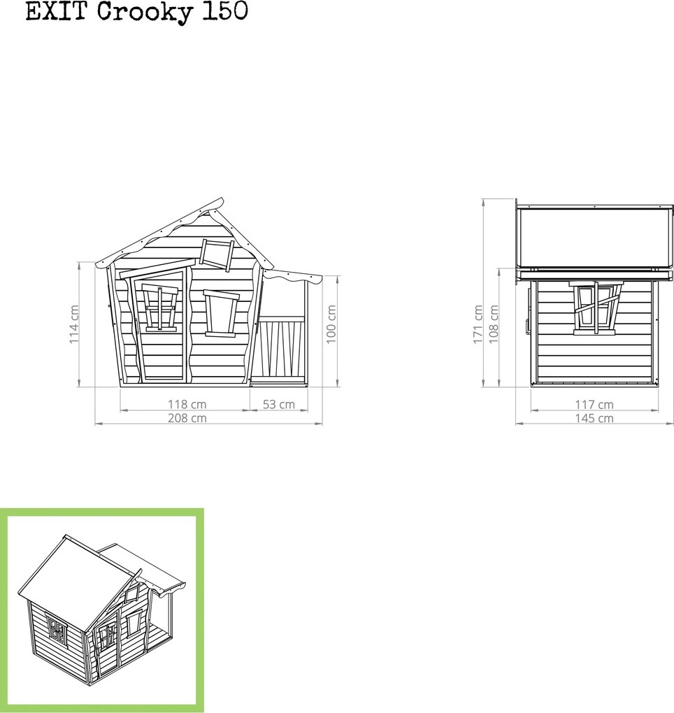 Casa de brincar exterior para crianças Crooky 150 em madeira - cinza-bege