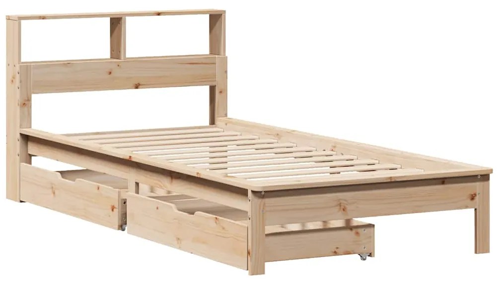 Cama com estante sem colchão 100x200 cm pinho maciço