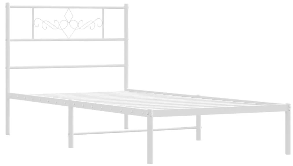 Estrutura de cama com cabeceira 75x190 cm metal branco