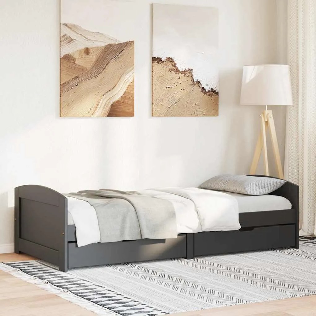 Sofá-cama com 2 gavetas sem colchão 90x200 cm IRUN preto