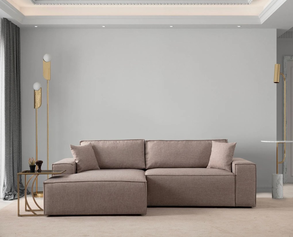Sofá-Cama de Canto Pırlo – Castanho – 260x78x170 cm